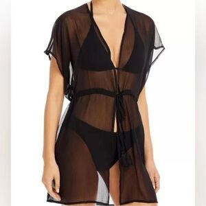 Echo New York Sheer Black Kimono Cover-Up $75 One Size